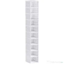 HOMCOM Pantofar Pliabil Slim, Modular, cu 10 Cutii pentru Pantofi, Economisire Spațiu, Fără Montaj, Alb | Aosom Romania