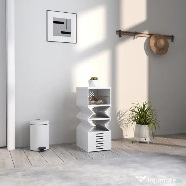 HOMCOM Pantofar Pliabil Slim, Modular, cu 10 Cutii pentru Pantofi, Economisire Spațiu, Fără Montaj, Alb | Aosom Romania