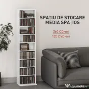 HOMCOM Unitate de Stocare pentru 260 de CD-uri/120 de DVD-uri - Alb | Aosom Romania 