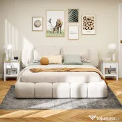 HOMCOM Set 2 Noptiere cu Sertar și Raft Deschis din Lemn, 45x40x55 cm, Alb și Stejar
