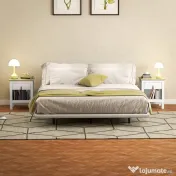 HOMCOM Set 2 Noptiere cu Sertar și Raft Deschis din Lemn, 45x40x55 cm, Alb și Stejar