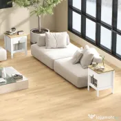 HOMCOM Set 2 Noptiere cu Sertar și Raft Deschis din Lemn, 45x40x55 cm, Alb și Stejar