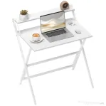 HOMCOM Birou Pliabil cu Poliță pentru Monitor, 81.5x62x86.5 cm Alb