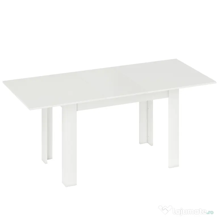 HOMCOM Masă extensibilă 140-180x80cm, albă, pentru 6-8 persoane, pentru spații mici | Aosom Romania