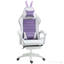 Vinsetto Scaun Gaming cu Urechi de Iepuraș, Suport pentru Picioare, Perne, Reglabil și Reclinabil, Mov | Aosom Romania
