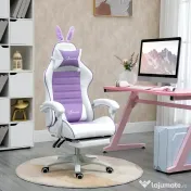 Vinsetto Scaun Gaming cu Urechi de Iepuraș, Suport pentru Picioare, Perne, Reglabil și Reclinabil, Mov | Aosom Romania 