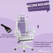 Vinsetto Scaun Gaming cu Urechi de Iepuraș, Suport pentru Picioare, Perne, Reglabil și Reclinabil, Mov | Aosom Romania 