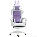 Vinsetto Scaun Gaming cu Urechi de Iepuraș, Suport pentru Picioare, Perne, Reglabil și Reclinabil, Mov