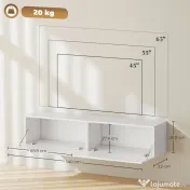 HOMCOM Dulap TV Suspendat pentru Televizoare de 45"-55"-65" cu 2 dulapuri și uși rabatabile, 140x33x29.8 cm, alb 