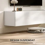 HOMCOM Dulap TV Suspendat pentru Televizoare de 45"-55"-65" cu 2 dulapuri și uși rabatabile, 140x33x29.8 cm, alb 