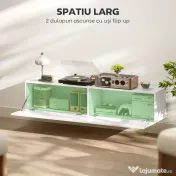 HOMCOM Dulap TV Suspendat pentru Televizoare de 45"-55"-65" cu 2 dulapuri și uși rabatabile, 140x33x29.8 cm, alb 
