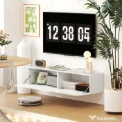 HOMCOM Dulap TV Suspendat pentru Televizoare de 45"-55"-65" cu 2 dulapuri și uși rabatabile, 140x33x29.8 cm, alb 