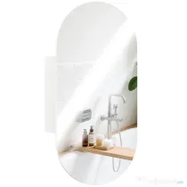 HOMCOM Oglindă Ovală Modernă cu Dulap și Două Rafturi, 45x90 cm, Alb | Aosom Romania