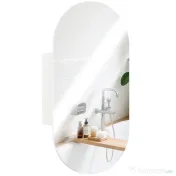 HOMCOM Oglindă Ovală Modernă cu Dulap și Două Rafturi, 45x90 cm, Alb 