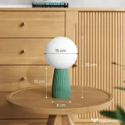 HOMCOM Lampă de Masă cu 3 Culori în Formă de Lună, din ABS Alb și Verde Închis | Aosom Romania