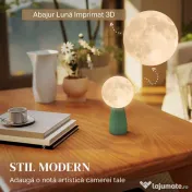 HOMCOM Lampă de Masă cu 3 Culori în Formă de Lună, din ABS Alb și Verde Închis | Aosom Romania