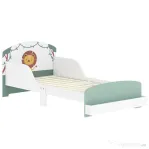 AIYAPLAY Pat pentru Copii 3-8 Ani din Lemn cu Spațiu de Depozitare și Bariere Laterale, 150x77x60 cm, Verde