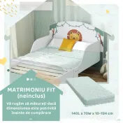 AIYAPLAY Pat pentru Copii cu Spațiu de Depozitare și Design Leu, 3-8 Ani | Aosom Romania