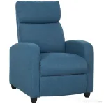 HOMCOM Fotoliu Relax Reclinabil Manual cu Suport pentru Picioare și Tapițerie din Țesătură, Albastru
