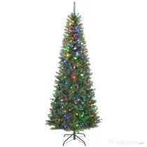 HOMCOM Brad de Crăciun de 210 cm cu 350 de lumini albe și colorate, 9 moduri de iluminare