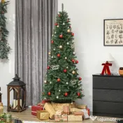 HOMCOM Pom de Crăciun Artificial de 210 cm cu Lumini Incorporate Albe și Colorate în 9 Moduri și 1273 Ramuri Ignifuge, Brad de Crăciun Realist și Des cu Bază Metalică Pliabilă pentru Acasă | Aosom Romania