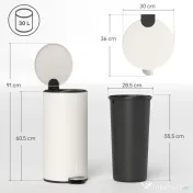 HOMCOM Coș de gunoi 30 L cu capac soft-close, metal și PP, crem | Aosom Romania