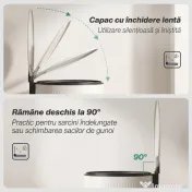 HOMCOM Coș de gunoi 30 L cu capac soft-close, metal și PP, crem | Aosom Romania