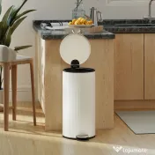 HOMCOM Coș de gunoi 30 L cu capac soft-close, metal și PP, crem | Aosom Romania