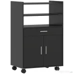 HOMCOM Dulap pentru microunde din lemn cu sertar, dulap cu 2 uși și 2 rafturi, 59x40x92 cm, negru
