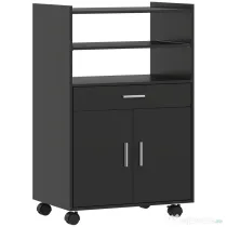 HOMCOM Dulap pentru microunde din lemn cu sertar, dulap cu 2 uși și 2 rafturi, 59x40x92 cm, negru