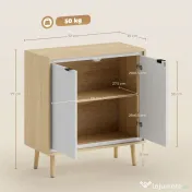 HOMCOM Dulap Modern cu 2 Uși și Raft Reglabil 72x35x77cm Alb și Stejar | Aosom Romania 