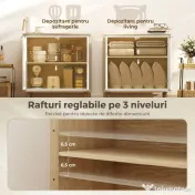 HOMCOM Dulap Modern cu 2 Uși și Raft Reglabil 72x35x77cm Alb și Stejar | Aosom Romania 