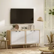 HOMCOM Dulap Modern cu 2 Uși și Raft Reglabil 72x35x77cm Alb și Stejar | Aosom Romania 