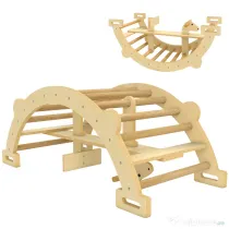AIYAPLAY Arc Montessori din Lemn pentru Copii 2-4 Ani, Convertibil în Balansoar, 110x52x45 cm, culoare lemn