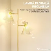 HOMCOM Lampă de podea modernă cu 2 lumini și capete reglabile, întrerupător cu pedală, aur | Aosom Romania