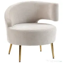 HOMCOM Scaun Modern pentru Living cu Spătar Arcuit și Arcuri Individuale, Tapițat cu Chenille, Spumă, Lemn și Oțel, 69x65x67 cm, Crem și Auriu | Aosom Romania
