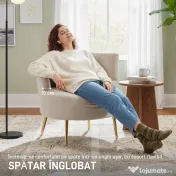 HOMCOM Scaun Modern pentru Living cu Spătar Arcuit și Arcuri Individuale, Tapițat cu Chenille, Spumă, Lemn și Oțel, 69x65x67 cm, Crem și Auriu | Aosom Romania