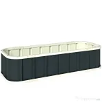Outsunny Pat Ridicat de Grădină pentru Exterior cu Bază Deschisă, Mănuși, Margini Pliate, Ghiveci în Oțel Galvanizat pentru Plante, Flori, Legume Balcon Grădină, 136x52x31 cm, Gri Închis | Aosom Romania