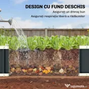 Outsunny Pat Ridicat de Grădină pentru Exterior cu Bază Deschisă, Mănuși, Margini Pliate, Ghiveci în Oțel Galvanizat pentru Plante, Flori, Legume Balcon Grădină, 136x52x31 cm, Gri Închis | Aosom Romania