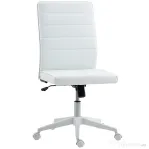 HOMCOM Scaun de Birou Ergonomic și Reglabil cu Spătar Curbat, din Piele PU și Oțel, 58x53x97-107 cm, Alb | Aosom Romania