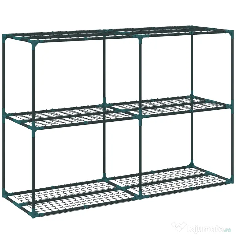 Outsunny Suport Vertical pentru Plante cu 3 Niveluri din Oțel și Plastic, Suport Ghivece pentru Interior și Exterior, Grădină, Balcon, 143x48x100 cm, Verde Închis | Aosom Romania