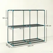 Outsunny Suport Vertical pentru Plante cu 3 Niveluri din Oțel și Plastic, Suport Ghivece pentru Interior și Exterior, Grădină, Balcon, 143x48x100 cm, Verde Închis | Aosom Romania