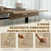 HOMCOM Masă de Luat Masa Extensibilă pentru 6-8 Persoane cu Panouri Detașabile, 140-180cm Masă Rectangulară Extensibilă cu Bază din Oțel, Stil Industrial, pentru Sufragerie, Culoare Lemn | Aosom Romania