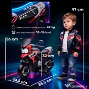 AIYAPLAY Motocicletă Electrică pentru Copii 18-36 Luni, 6V Motocicletă Electrică pentru Copii cu Roți Detașabile, Faruri, Muzică, 2.4 km/h Mini Motocicletă cu Far, Max 30kg, Roșu | Aosom Romania