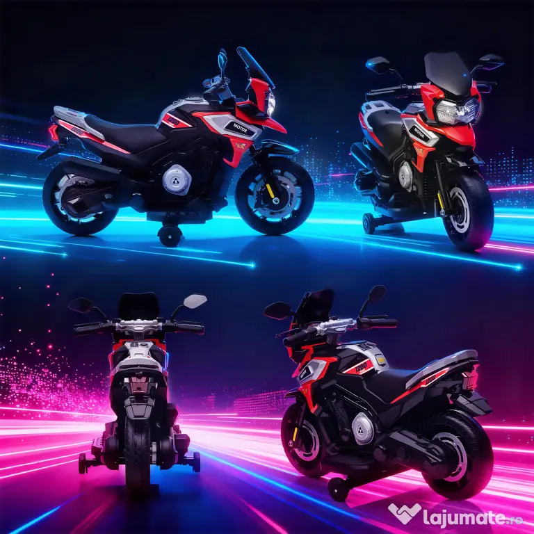 AIYAPLAY Motocicletă Electrică pentru Copii 18-36 Luni, 6V Motocicletă Electrică pentru Copii cu Roți Detașabile, Faruri, Muzică, 2.4 km/h Mini Motocicletă cu Far, Max 30kg, Roșu | Aosom Romania