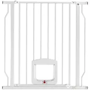 PawHut Poartă pentru Câini și Pisici Extensibilă cu Ușă Integrată, Poartă din Oțel și ABS, 75-85x2x76 cm, Alb | Aosom Romania 