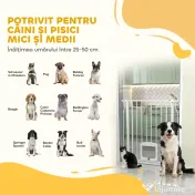 PawHut Poartă pentru Câini și Pisici Extensibilă cu Ușă Integrată, Poartă din Oțel și ABS, 75-85x2x76 cm, Alb | Aosom Romania 