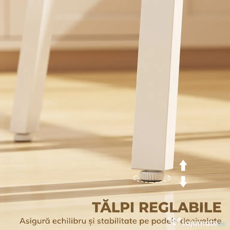 HOMCOM Masă Înaltă Rotundă cu Raft, Masă Modernă pentru Bucătărie sau Dining, PAL, Metal, Lemn Natural și Alb | Aosom Romania