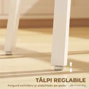 HOMCOM Masă Înaltă Rotundă cu Raft, Masă Modernă pentru Bucătărie sau Dining, PAL, Metal, Lemn Natural și Alb | Aosom Romania 