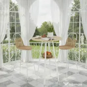 HOMCOM Masă Înaltă Rotundă cu Raft, Masă Modernă pentru Bucătărie sau Dining, PAL, Metal, Lemn Natural și Alb | Aosom Romania 